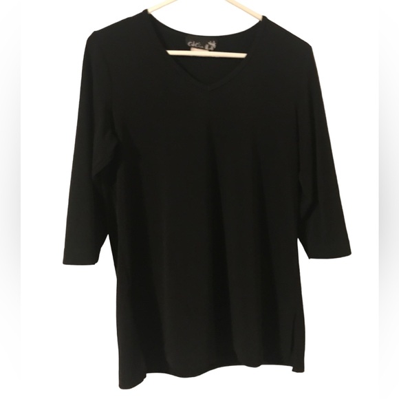 CSC Studio Black V Neck Three Quarter Sleeve Stretchy Women's Size Small Shirt - Picture 1 of 5